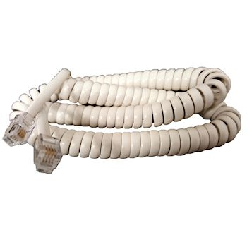 Cable Coiled Handset White 1.5 ft Retracted 12 ft Extended Telephone Jack Ends (AII-2000/ 3000 A, M)